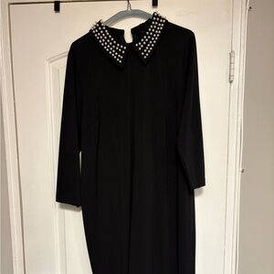 Eloquii Black Dress with Pearl Embellished Collar